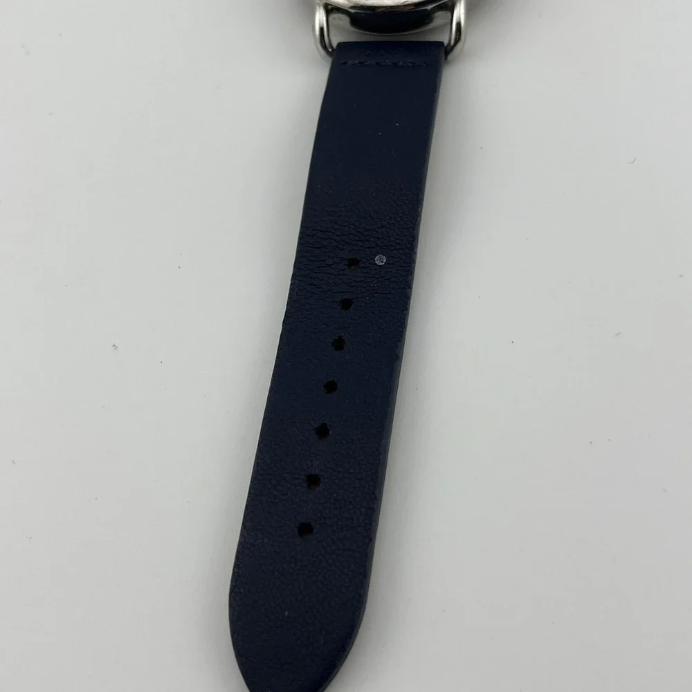 Nine‎ West Watch Women 38mm Silver Case Blue Leather Band NW/2377- New Battery